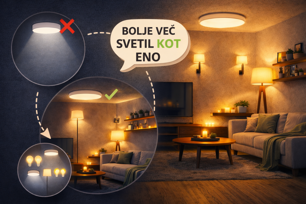 Luči za dnevno sobo, bolje več svetil kot manj.