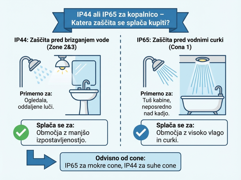 IP44 ali IP65 za kopalnico.