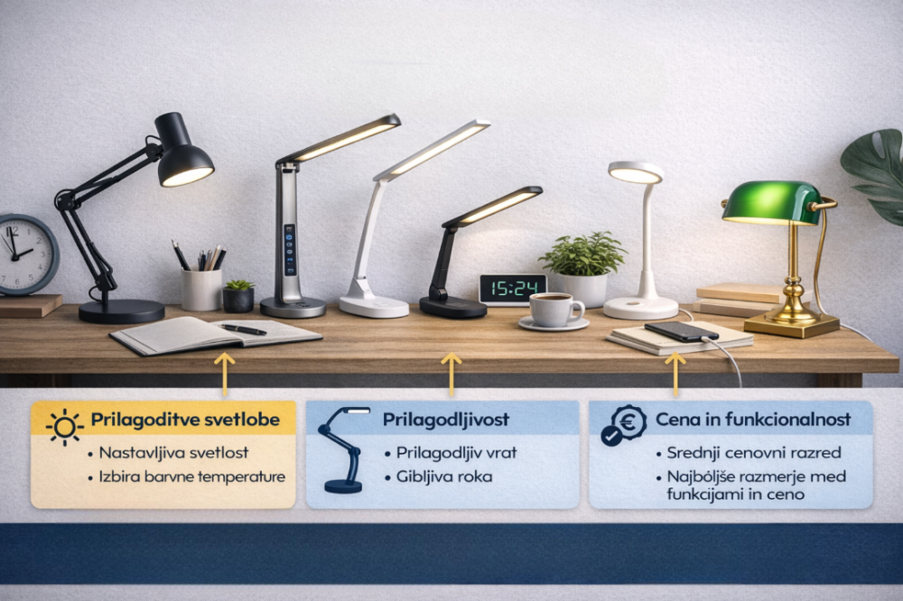 Namizna svetila: prilagodljivost, cena in funkcionalnost.