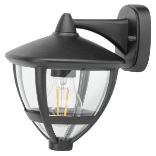 AMELIA stenska svetilka E27 IP44 okrogla črna/prozorna