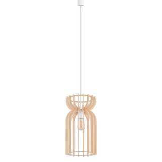KYMI A viseča svetilka E27 okrogla natural wood/bela