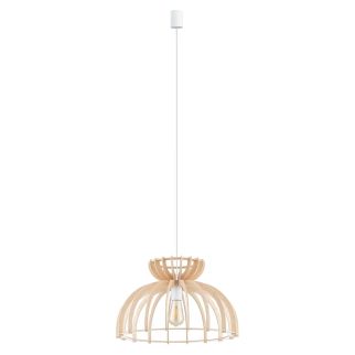 KYMI C viseča svetilka E27 okrogla natural wood/bela