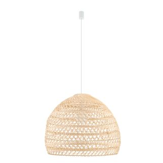 BOHO L viseča svetilka E27 ovalna natural wood/bela