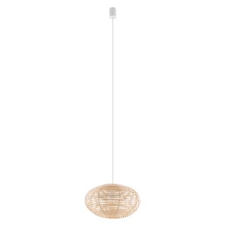 RATTAN S viseča svetilka E27 ovalna natural wood/bela