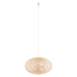 RATTAN M viseča svetilka E27 ovalna natural wood/bela