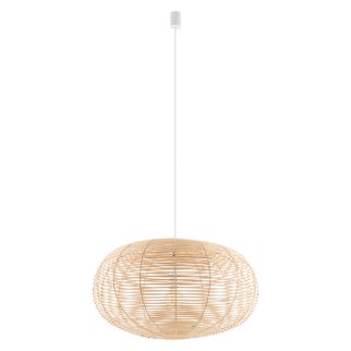 RATTAN L viseča svetilka E27 ovalna natural wood/bela
