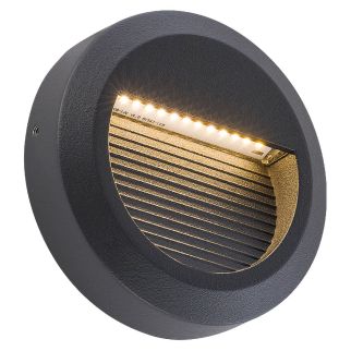 SIDEWALK stenska svetilka LED 3W toplo bela IP54 okrogla črna