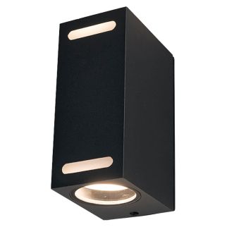 ASSOS II stenska svetilka GU10 IP54 kvadratna črna/prozorna