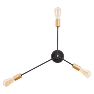 MILL III stenska svetilka E27 črna/medenina