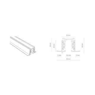 CTLS RECESSED TRACK 3 CIRCUIT 2M 3-fazni CTLS Črna